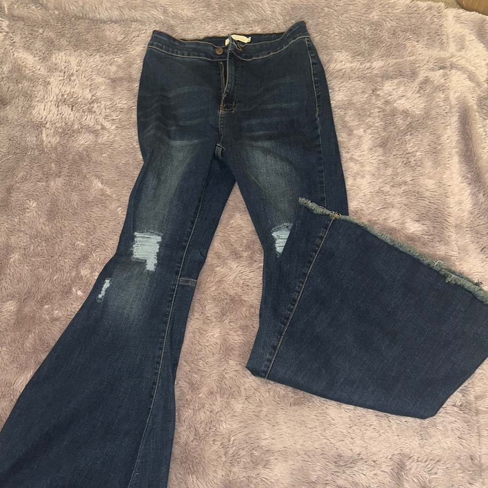 Distressed Denim Bell Bottoms